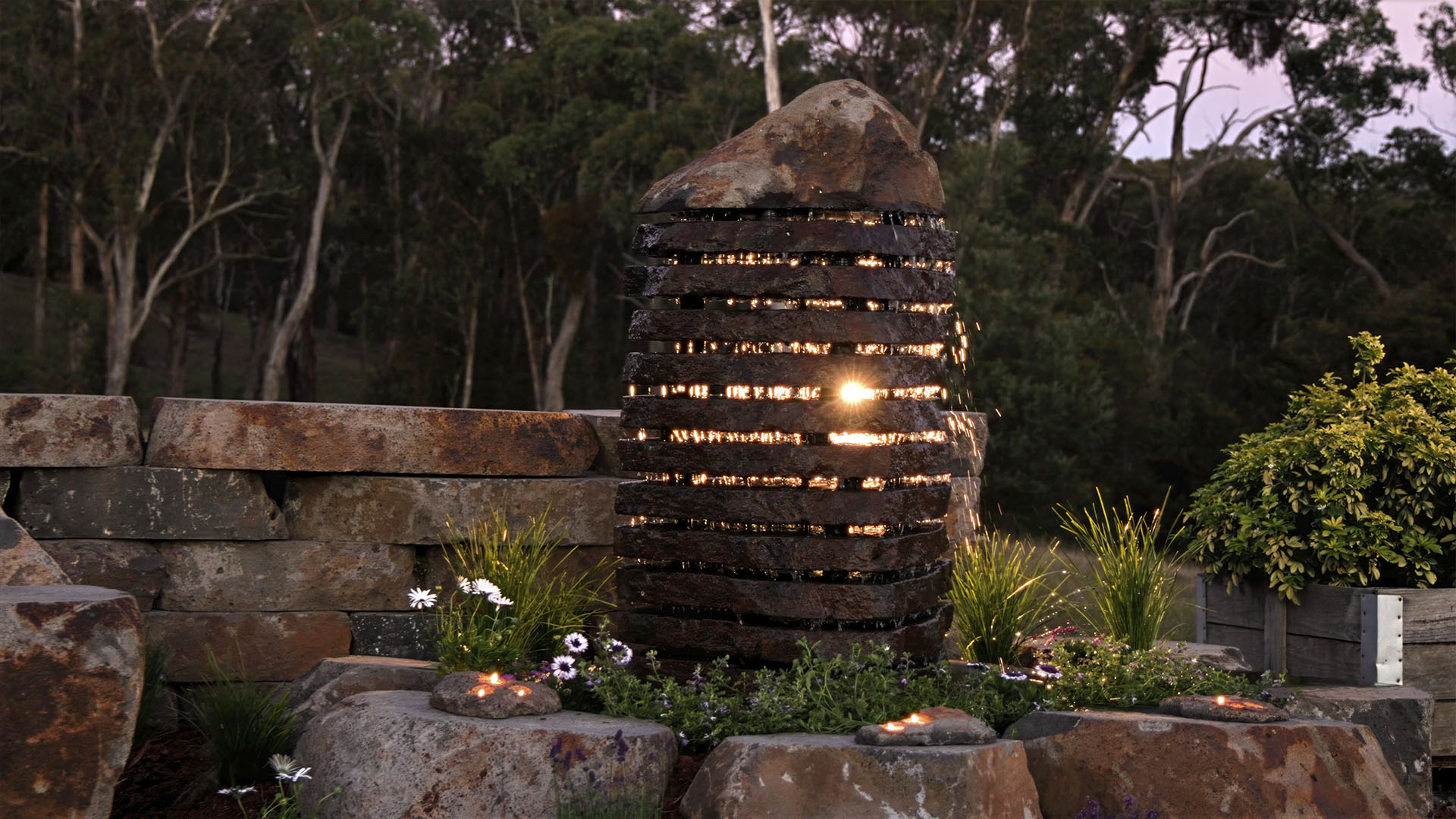 Raw Edge Rock Sedimentary Waterfall